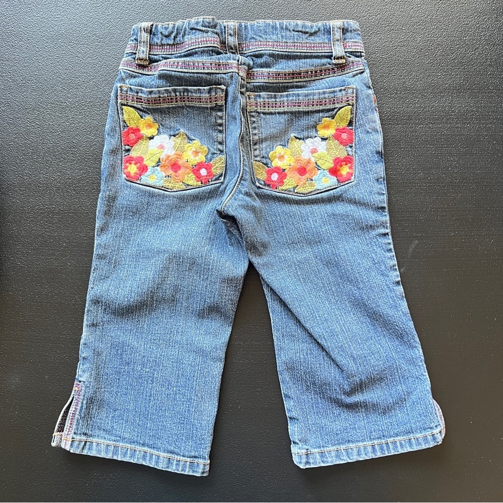 Y2K Gymboree Floral Embroidered Denim Capri Jeans Girls Size 5 - Picture 5 of 10
